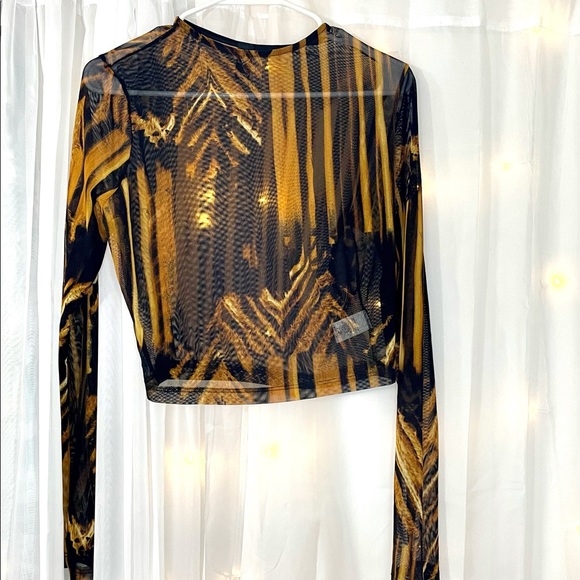 Windsor Tops - SHEER Tiger Print long sleeved Cropped Top